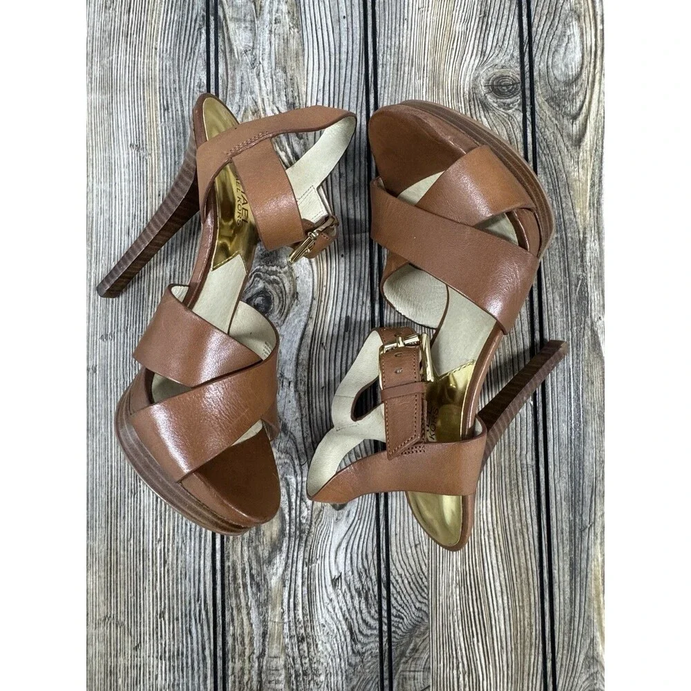 Michael Michael Kors Women's Oksana Sandal Luggage SZ 7 1/2